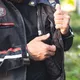 Pánska textilná bunda W-TEC Jawo - čierna s červeným a béžovým pruhom