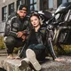 Moto topánky W-TEC SmokinJoe - 2.akosť - béžová s červeným pruhom