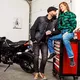 Moto topánky W-TEC SmokinJoe - 2.akosť - béžová s červeným pruhom