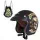 Moto prilba W-TEC Black Heart Kustom - Skull, čierna lesk - Skull Horn, matne čierna