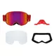 Motokrosové okuliare RedBull Spect Strive Panovision, červené matné, plexi fialové zrkadlové