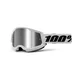 Motokrosové okuliare 100% Strata 2 New Mirror - Biele, strieborné plexi